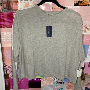 Athletic cropped grey crewneck